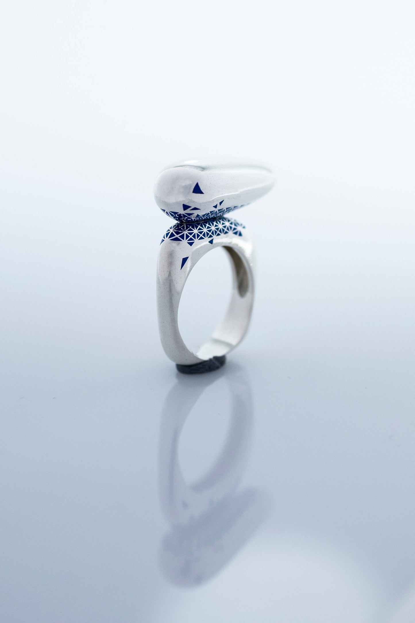 'Equilibrium' Silver and Blue Enamel Ring