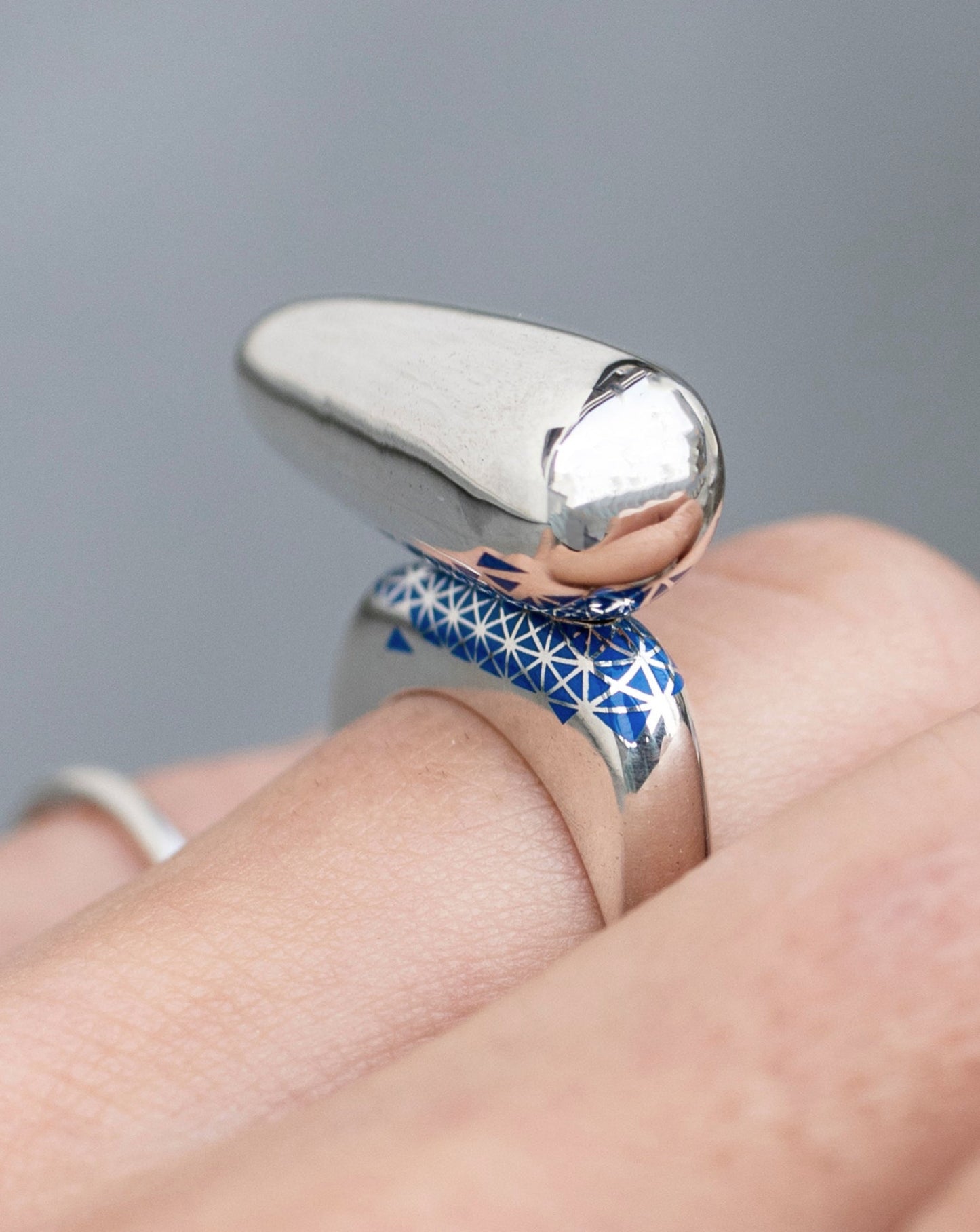 'Equilibrium' Silver and Blue Enamel Ring