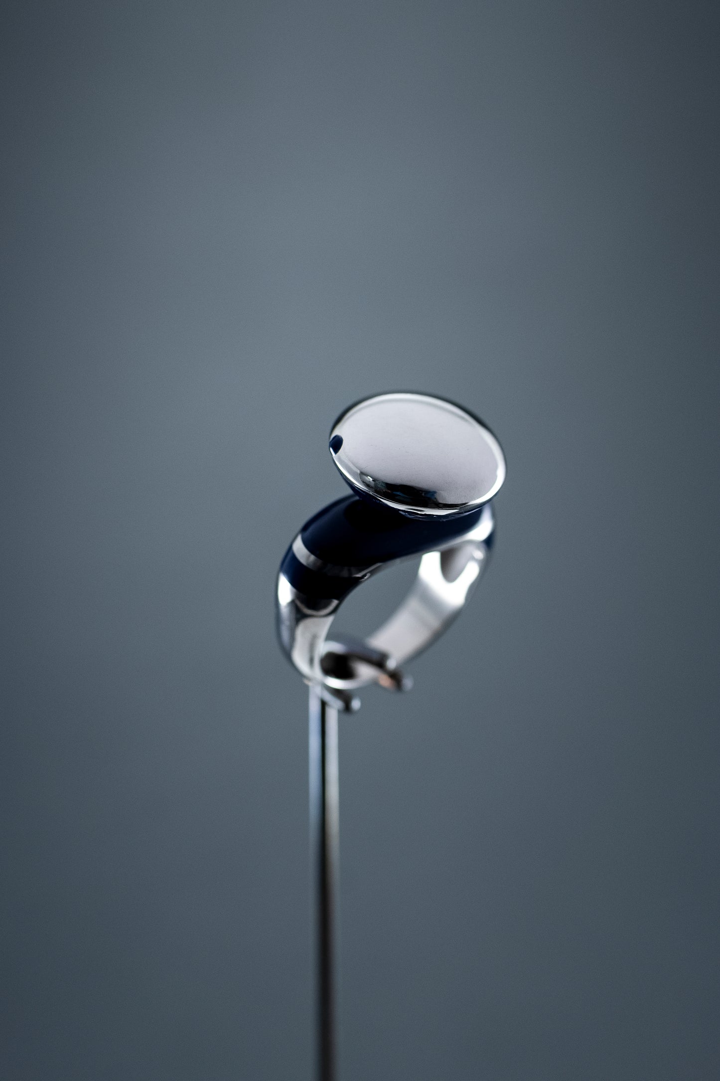 'Equilibrium4' Silver and Ultramarine Blue Enamel Ring