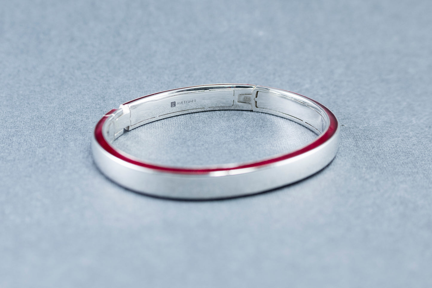 Captivating Harmony: Solar Eclipse-Inspired Bracelet with Rich Red Enamel in Minimalist Design