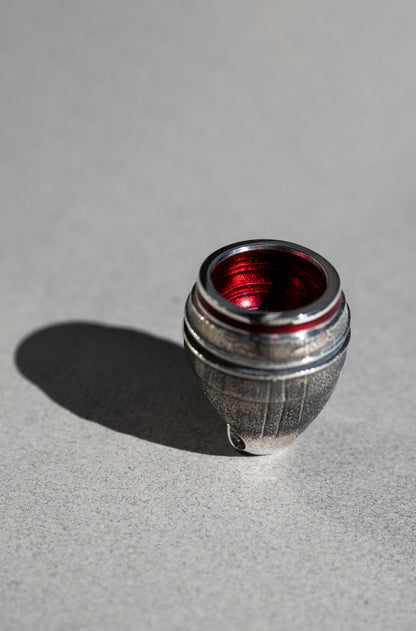 Red enamel Silver Ring Textured & Polished Modernist Sterling Silver Jewelry Gift for Her Everyday Wear Accessories