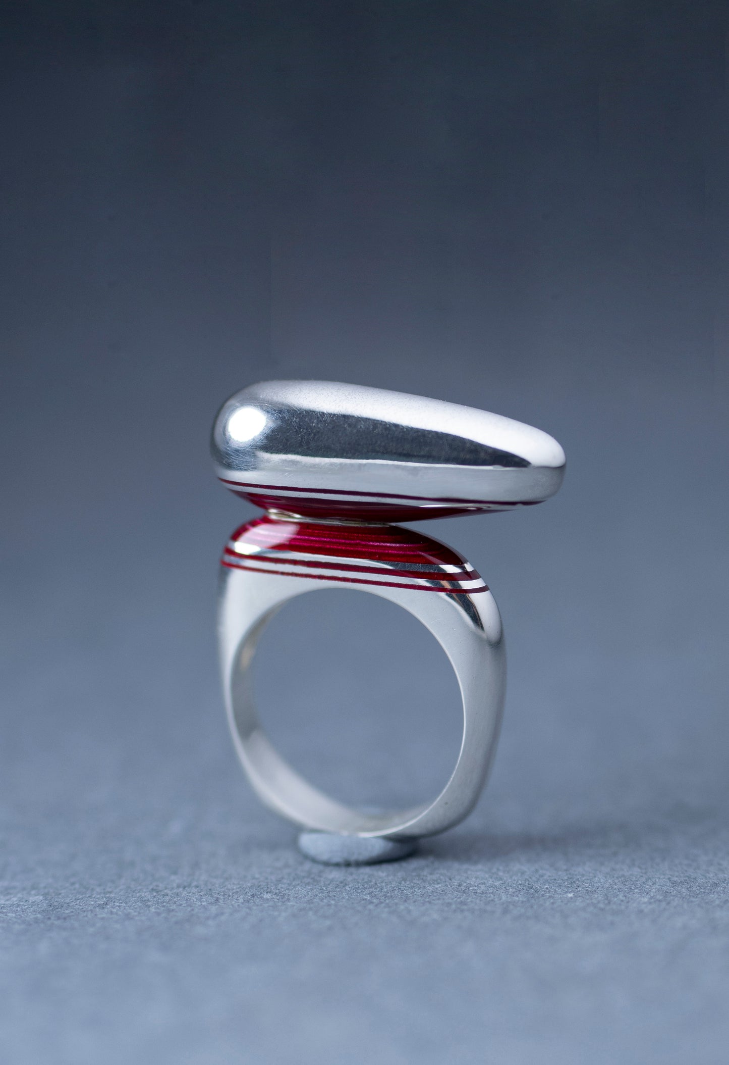 Discover Balance and Beauty: Elevate Your Style with our 'Equilibrium' Silver and Red Enamel Ring