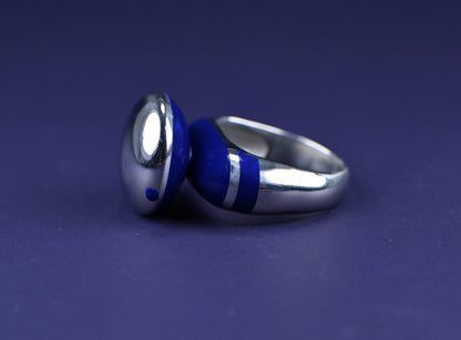 Discover Balance and Beauty: Elevate Your Style with our 'Equilibrium4' Silver and Ultramarine Blue Enamel Ring