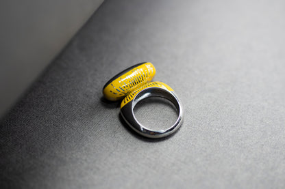 Silver ring "Equilibrium", yellow enamel