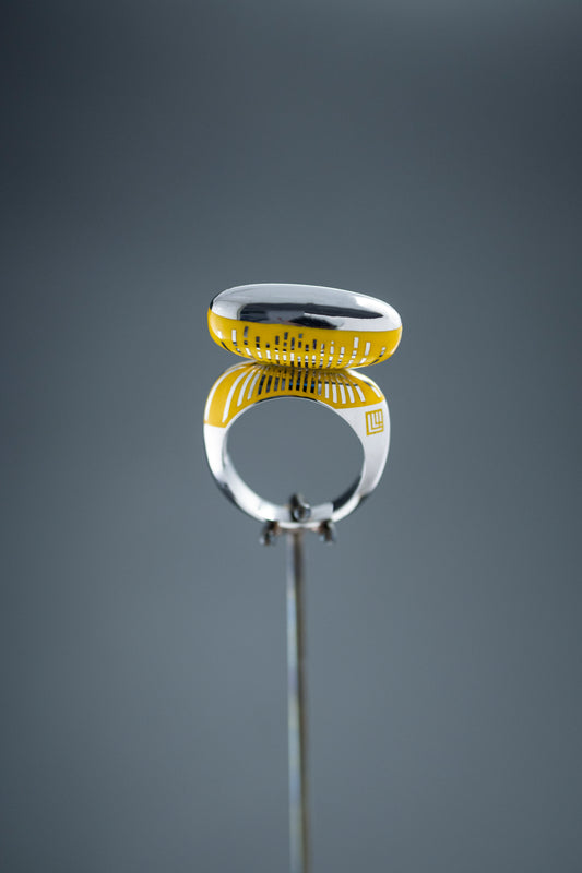 Silver ring "Equilibrium", yellow enamel