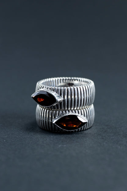 Silver Ring with Red Garnet